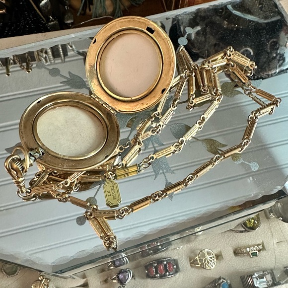 PIDIDDLY LINKS Vintage Antique Brass Double Locket Necklace - Picture 5 of 8